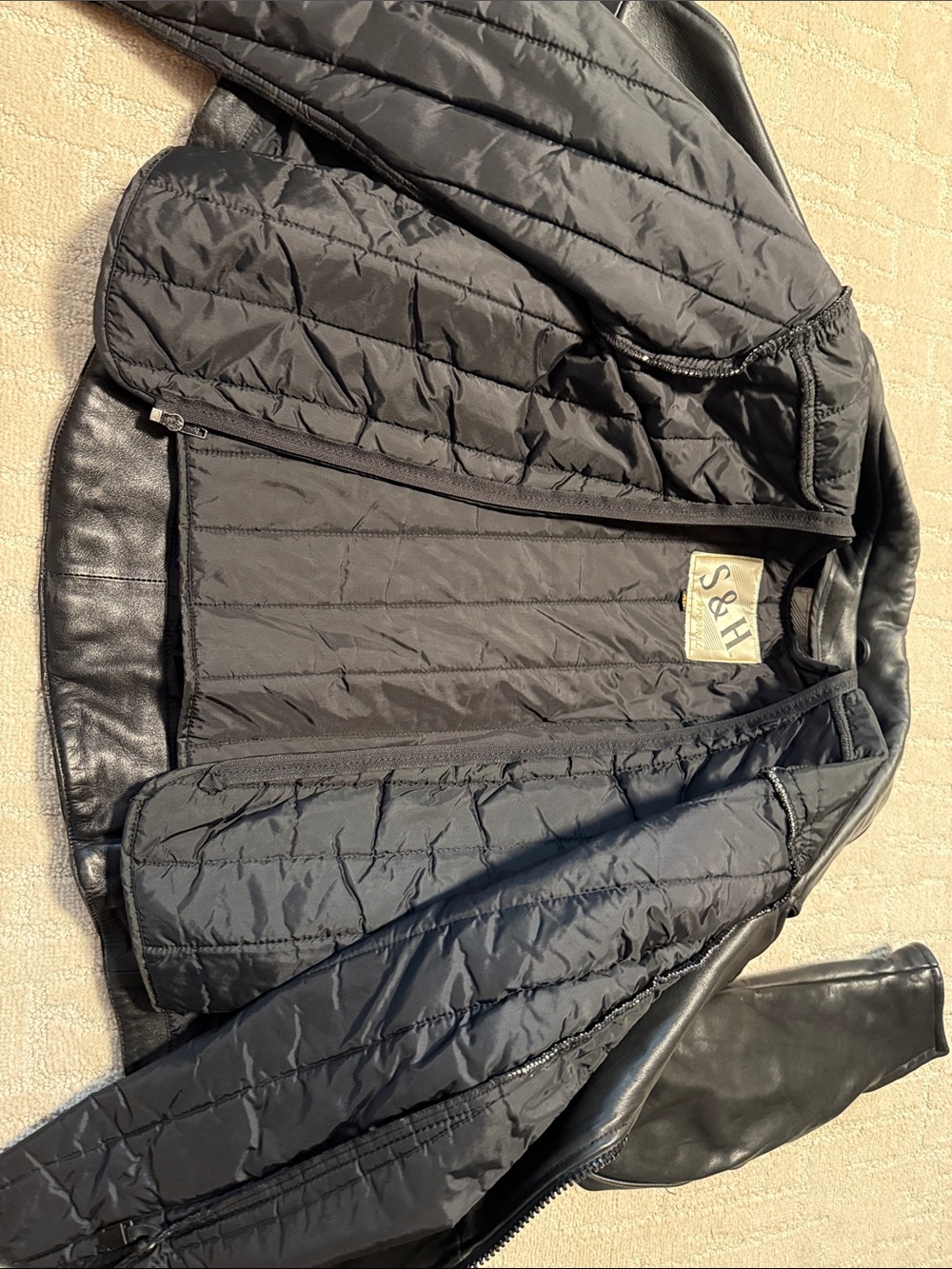 Black Leather Biker Jacket - Classic Men's Motorcycle Coat - Picture 4 of 6